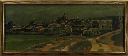 Appraisal: th Century School Village Study Oil on canvas signed P