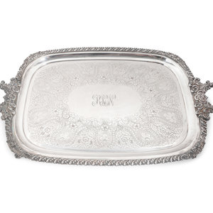 Appraisal: An English Silverplated Two-Handled Footed Tray EARLY TH CENTURY Monogrammed