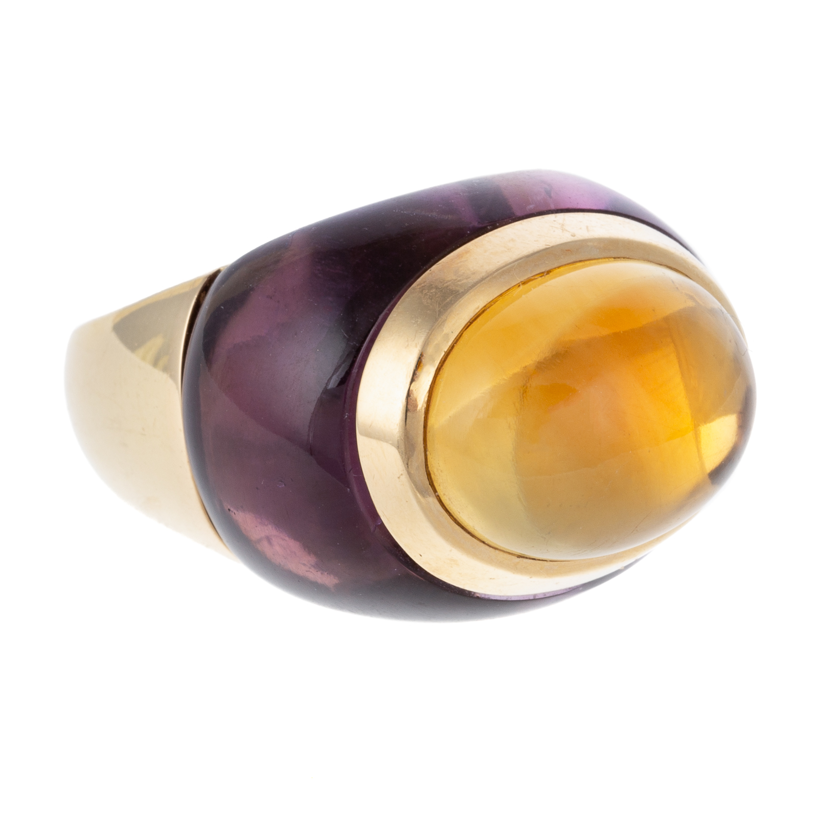 Appraisal: A K YELLOW GOLD AMETHYST CITRINE RING K yellow gold