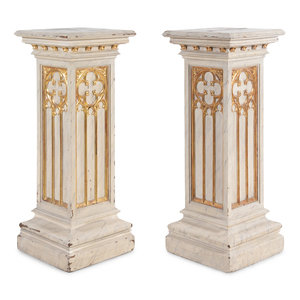 Appraisal: A Pair of French Gothic Revival Painted and Parcel Gilt