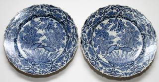 Appraisal: DUTCH BLUE AND WHITE PORCELAIN CHARGERS DUTCH BLUE AND WHITE