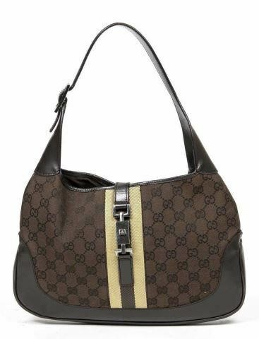 Appraisal: Gucci Jackie hobo handbag in brown GG monogram canvas with