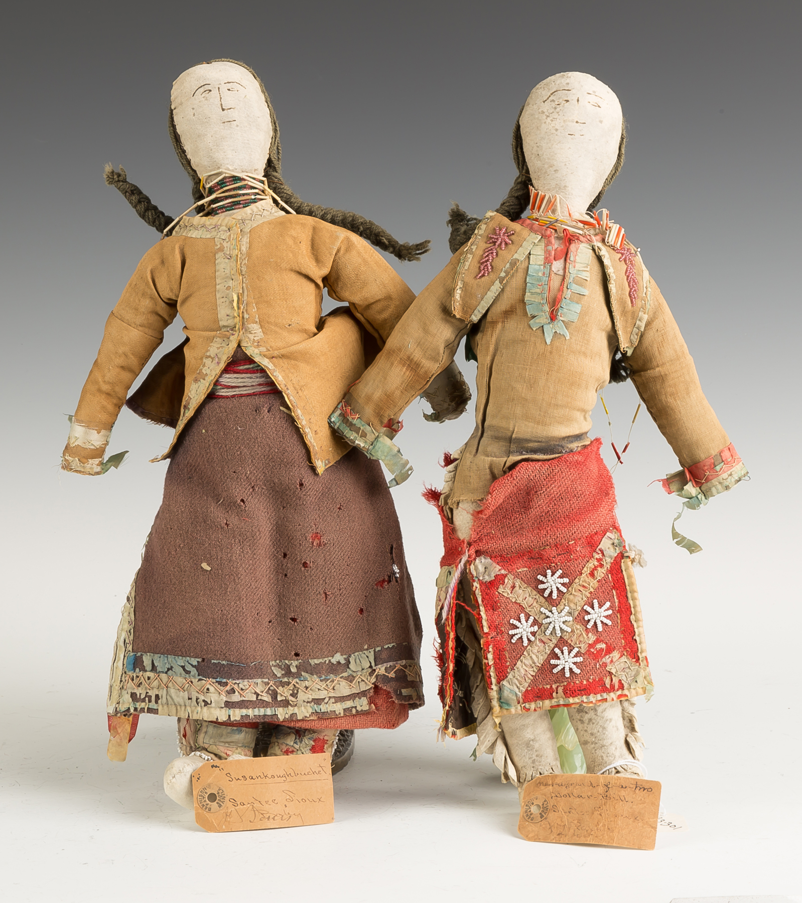 Appraisal: Santee Sioux Cloth and Buckskin Dolls Susankouchbuchet Late th early