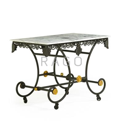 Appraisal: FRENCH STYLE MARBLE TOP BAKER'S TABLE Condition Report