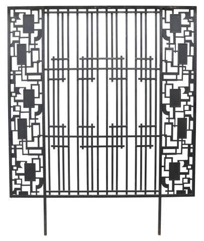 Appraisal: Large wrought iron architectural panel th c having three sections