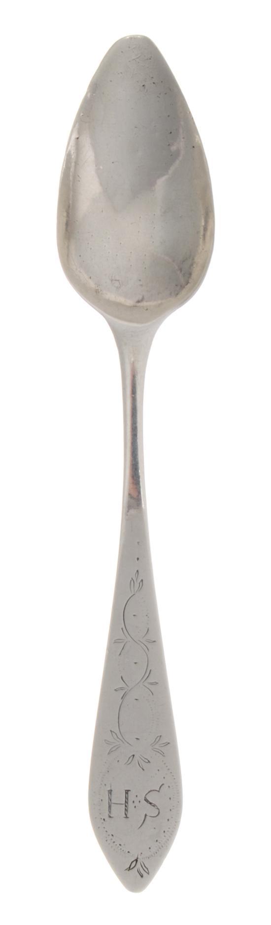 Appraisal: n American Silver Spoon handle monogrammed with SH within scrolling