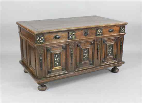 Appraisal: An early th century Italian oak cassone with painted and