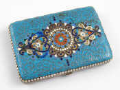 Appraisal: A Russian cloisonne enamelled silver gilt cigarette case workmaster Sergei