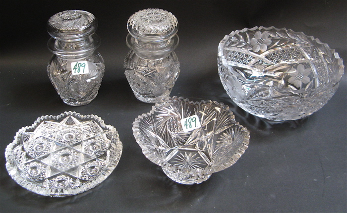 Appraisal: SIX AMERICAN CUT CRYSTAL TABLE ACCESSORIES including a cut and