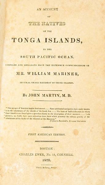 Appraisal: MARTIN JOHN - An Account of the Natives of the