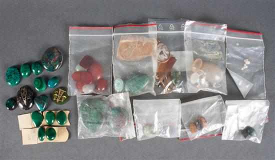 Appraisal: Assortment of malachite tiger's eye and other hardstone semi-precious stones