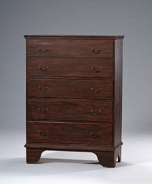 Appraisal: NEW ENGLAND CHIPPENDALE MULE CHEST ca - in grain-painted pine