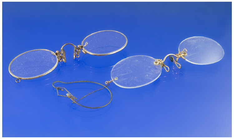 Appraisal: Two Cased Pairs of Pinz Nez Spectacles With plated bridges