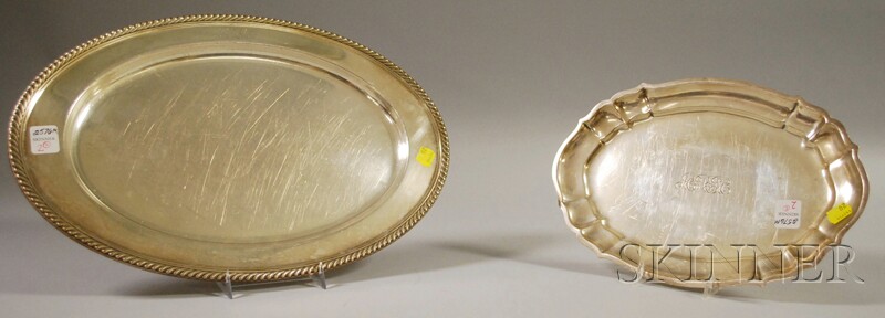 Appraisal: Two Gorham Sterling Platters both monogrammed one Chippendale pattern approx