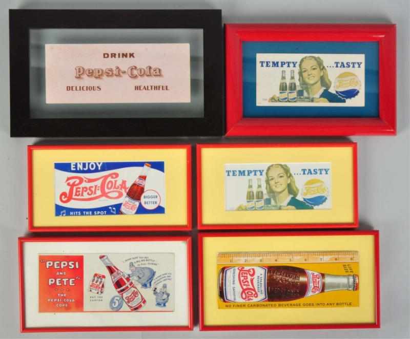 Appraisal: Lot of Assorted Pepsi-Cola Ink Blotters to s Framed and