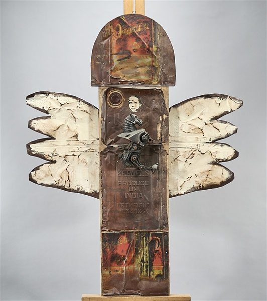 Appraisal: Two contemporary assemblage and mixed-media pieces iincluding Angel by James