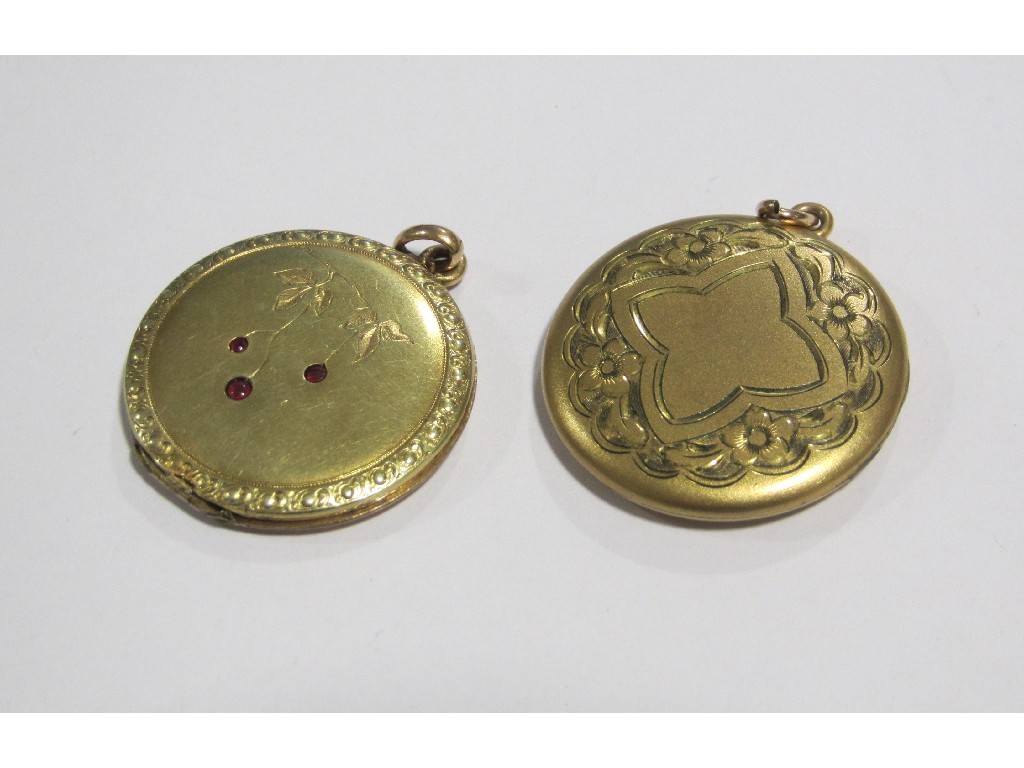 Appraisal: Two early th century yellow metal photo lockets