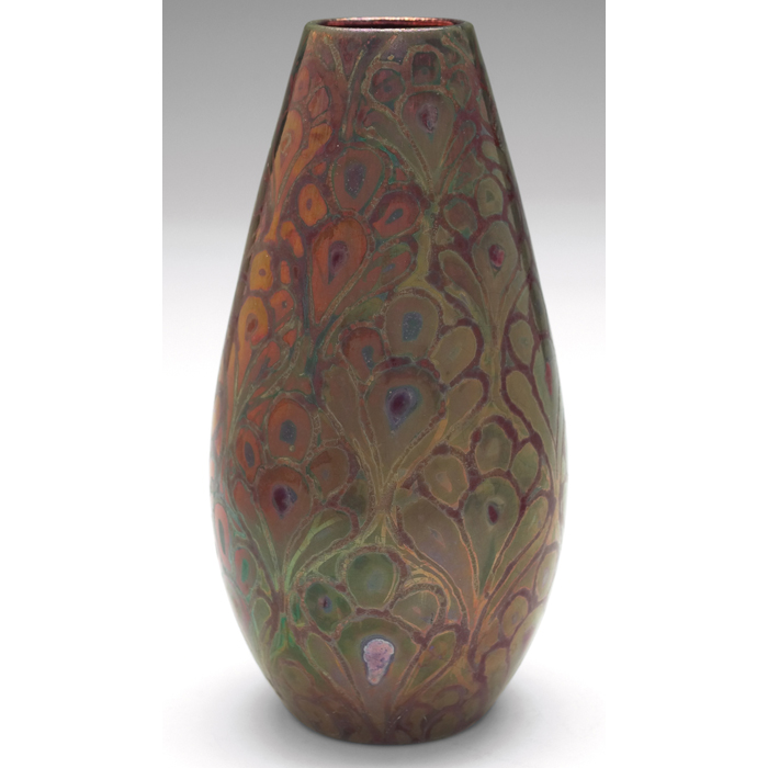 Appraisal: Clement Massier vase bulbous shape with stylized floral designs covered