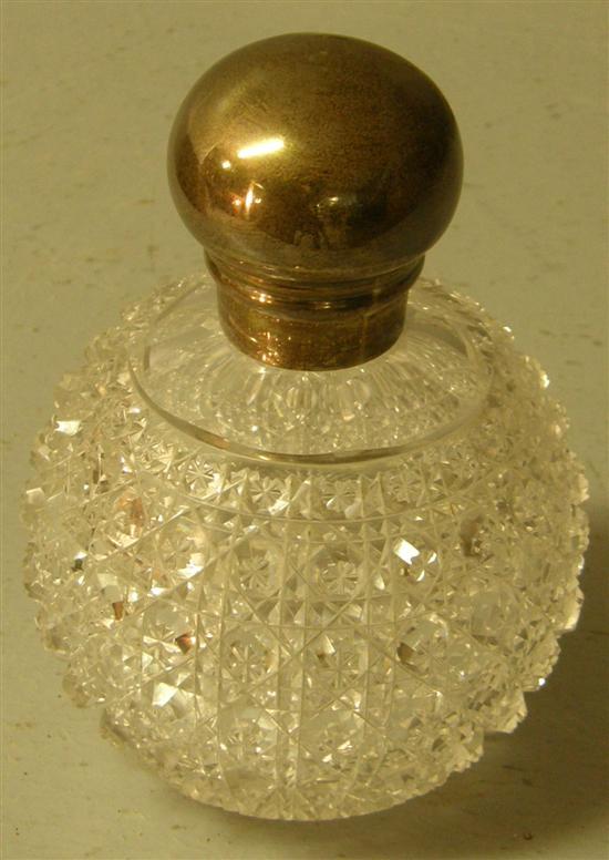 Appraisal: Victorian hobnail cut glass perfume bottle with silver top London