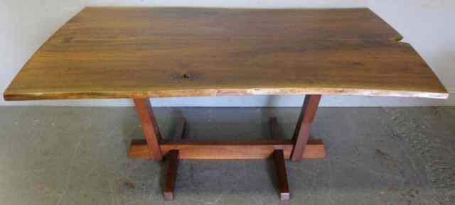 Appraisal: Fine George Nakashima Walnut Conoid Dining Table With Rosewood butterfly