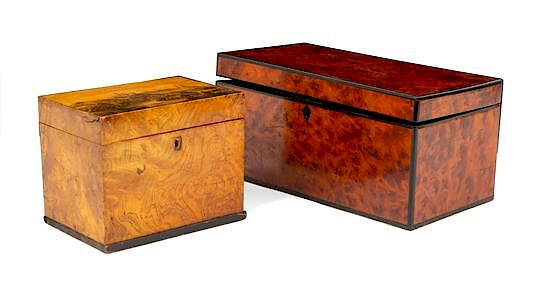 Appraisal: Two Regency Tea Caddies Larger example height x width x