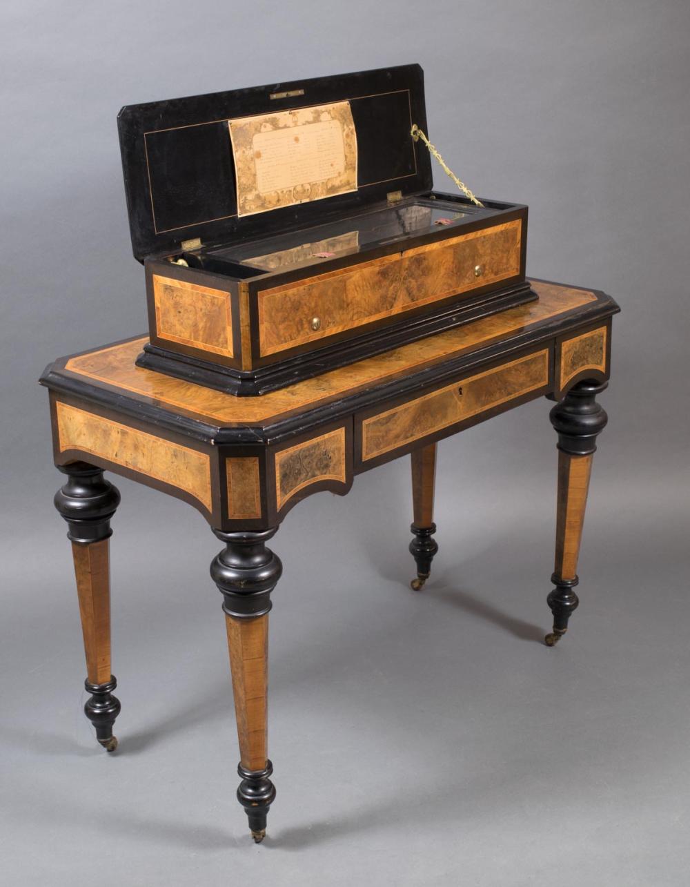 Appraisal: SWISS CYLINDER MUSIC BOX ON STAND attributed to Nicole Freres