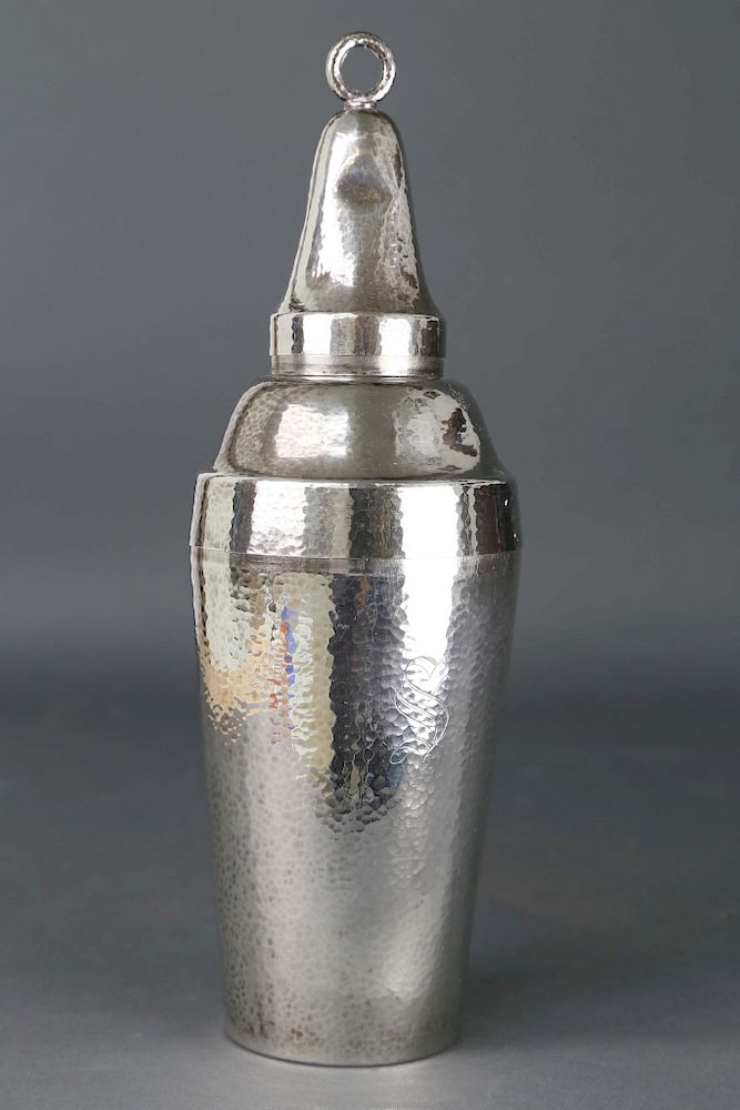 Appraisal: Hand Hammered Sterling Silver Cocktail Shaker Shreve Co San Francisco