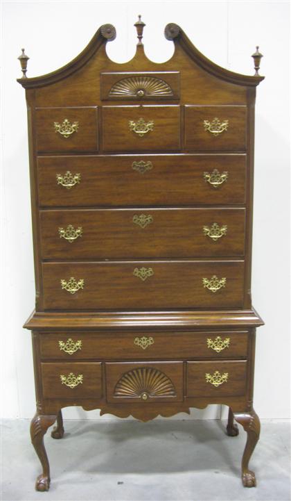 Appraisal: Mahogany chippendale style high boy th century H in W