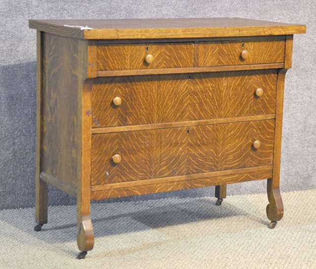 Appraisal: Quartersawn Oak Veneer ChestCirca Having two drawers over two drawers