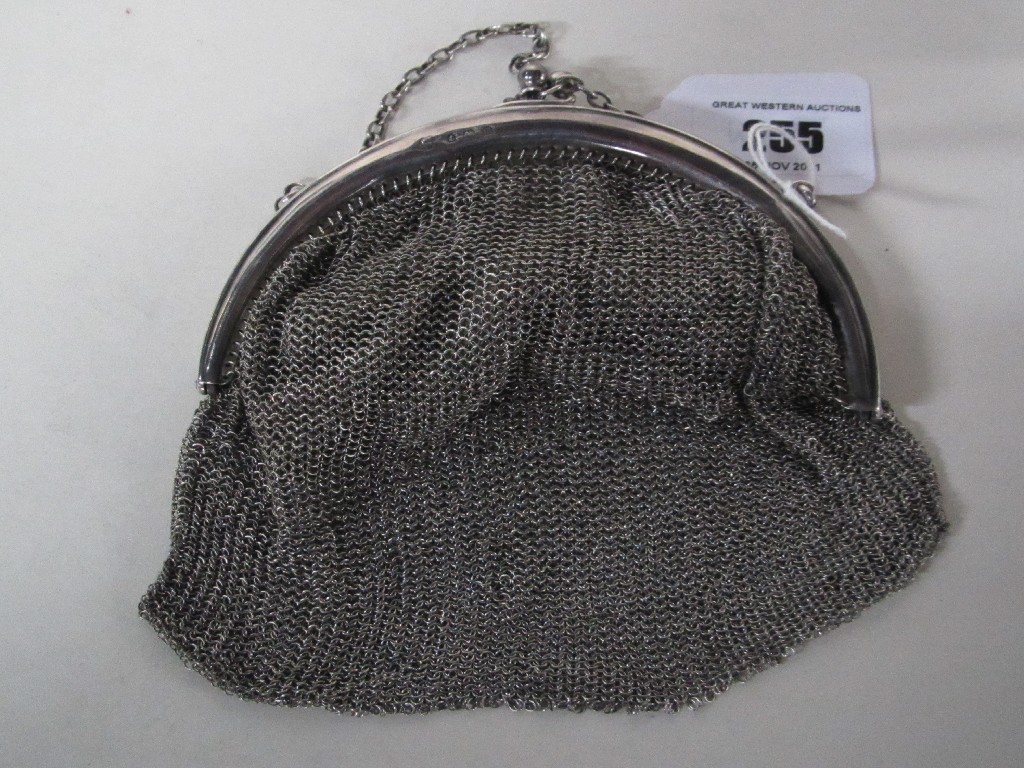 Appraisal: Silver mounted mesh purse Birmingham