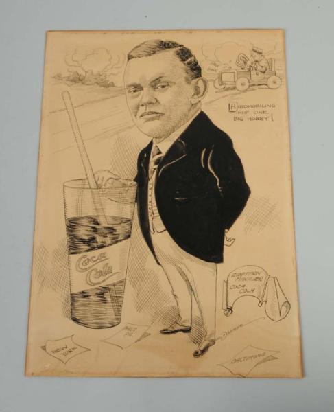 Appraisal: Original Coca-Cola Pen Ink Drawing Description Circa s Large caricature