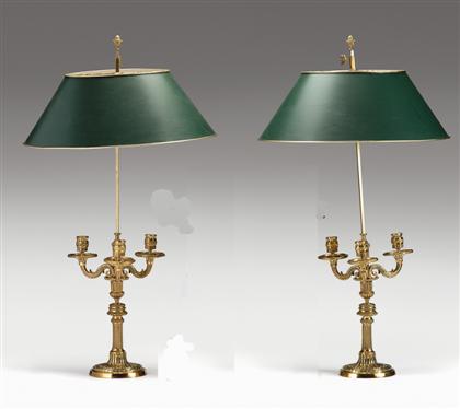 Appraisal: Pair of Louis XVI gilt-brass three-light candelabra th century Now