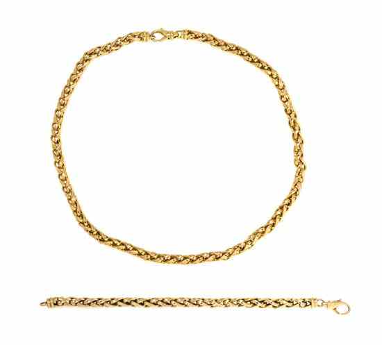 Appraisal: A Set of Karat Yellow Gold Braided Link Jewelry Italian