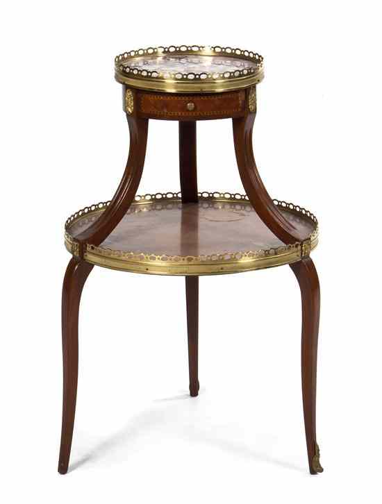 Appraisal: A Louis XVI Style Gilt Metal Mounted Two-Tiered Side Table