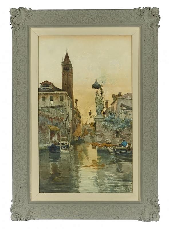 Appraisal: Vettore Zanetti-Zilla Venice Canal Scene Watercolor Vettore Zanetti-Zilla Italian -