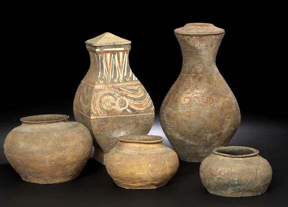 Appraisal: Chinese Neolithic-Style Covered Tang Hu of squared baluster form the