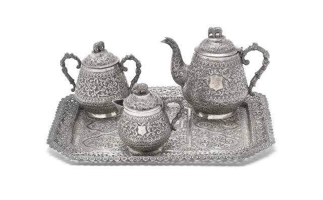 Appraisal: A late- th early- th century Indian silver 'Kutch-Style' three-piece