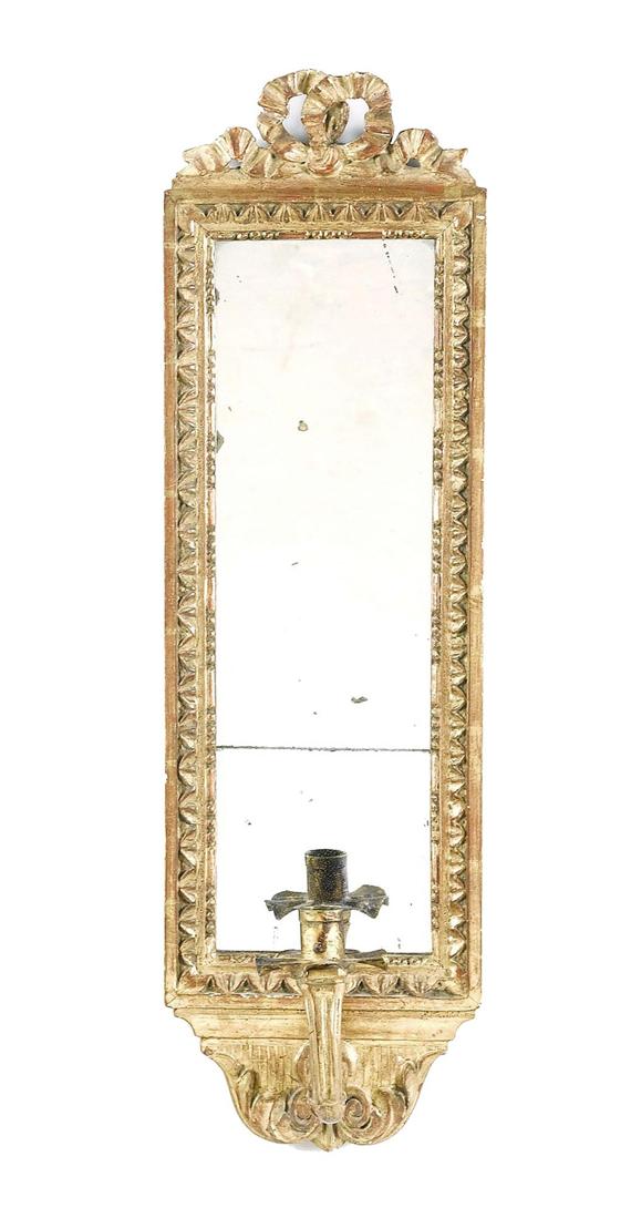 Appraisal: PAIR OF SMALL MIRRORED WALL LIGHTS Louis XVI style th