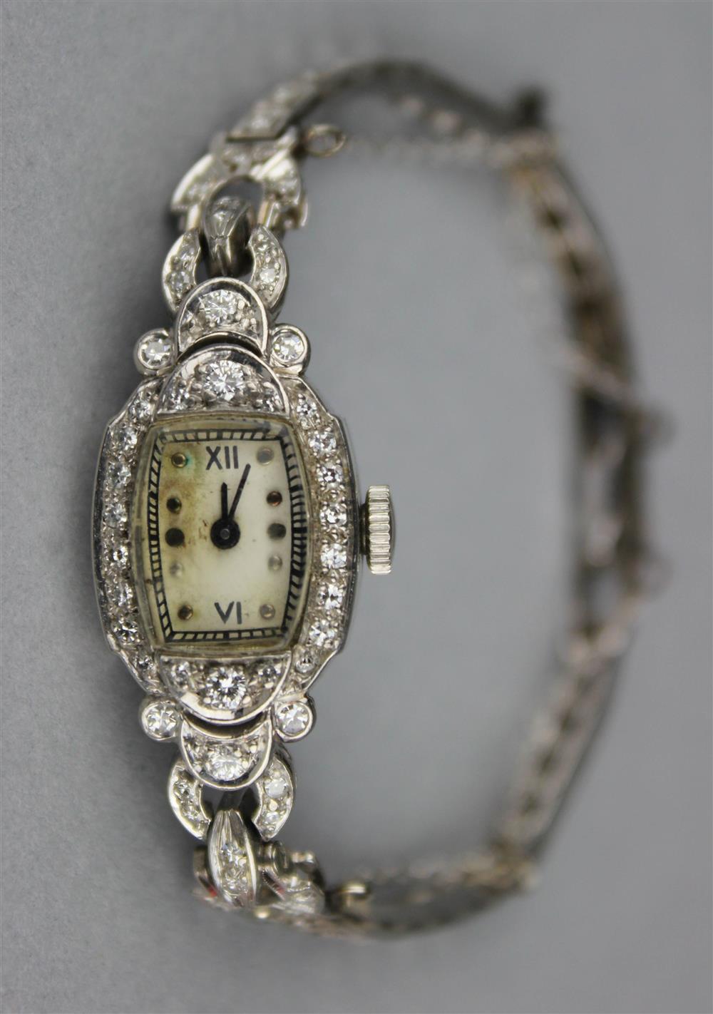 Appraisal: VINTAGE PALLADIUM AND DIAMOND LADY'S BRACELET WATCH Nastrix Corp 's