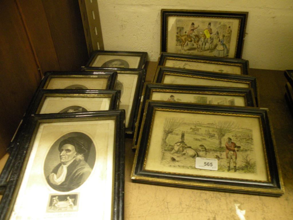 Appraisal: A set of six coloured hunting prints framed and five