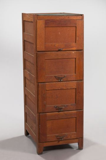 Appraisal: American Oak Four-Drawer Filing Cabinet early th century each drawer