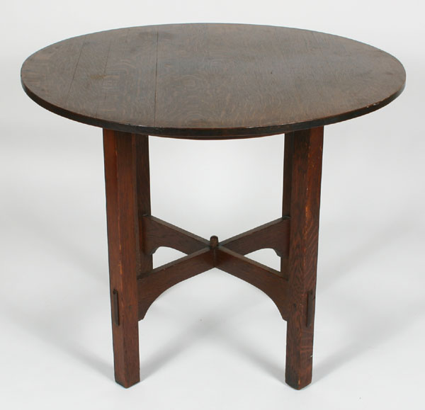 Appraisal: Gustav Stickley Eastwood Craftsman oak table possibly ring brace flush