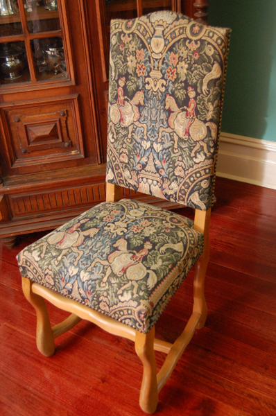 Appraisal: A SET OF SIX HIGH BACK UPHOLSTERED DINING CHAIRS