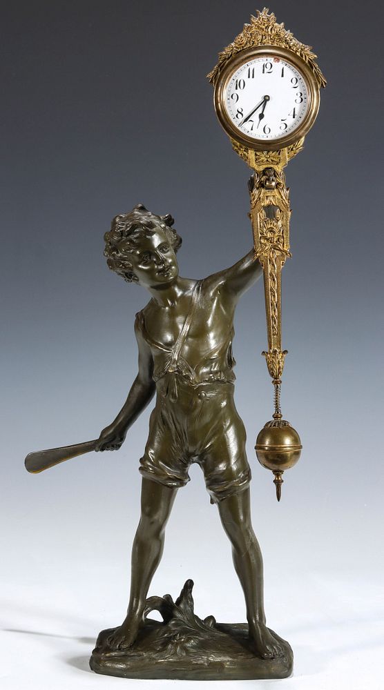 Appraisal: A CRICKET BOY MYSTERY CLOCK ATTRIBUTED TO JUNGHANS The swing