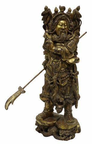 Appraisal: Chinese carved and gilt figure of a warrior likely Guan