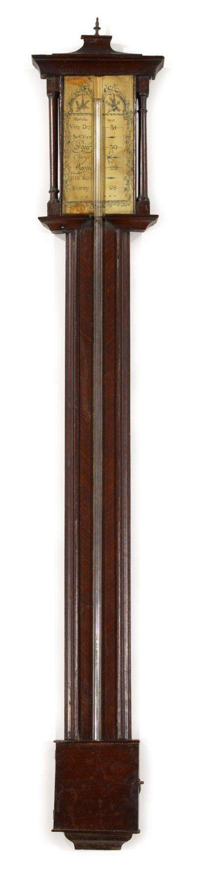 Appraisal: Georgian mahogany stick barometer early th century The molded cornice