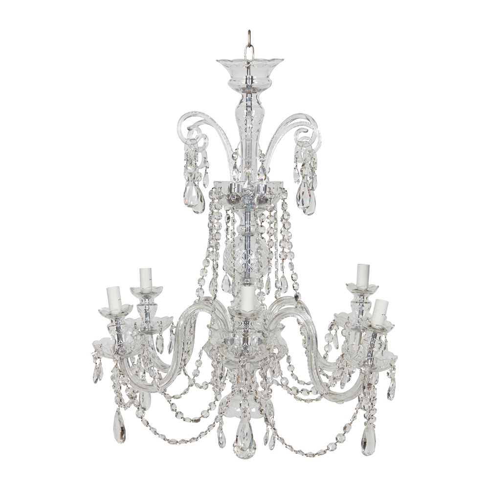 Appraisal: CUT GLASS SIX BRANCH CHANDELIER TH CENTURY with six scrolling