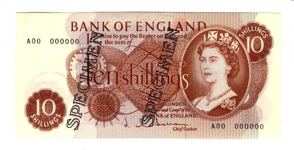 Appraisal: BANK OF ENGLAND J Q HOLLOM TEN SHILLINGS Serial no