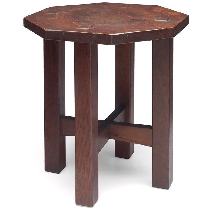 Appraisal: LandJG Stickley tabouret octagonal top over a cross-stretcher base light