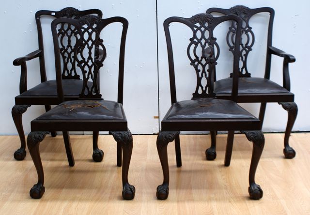 Appraisal: A set of six Chippendale style mahogany dining chairs including